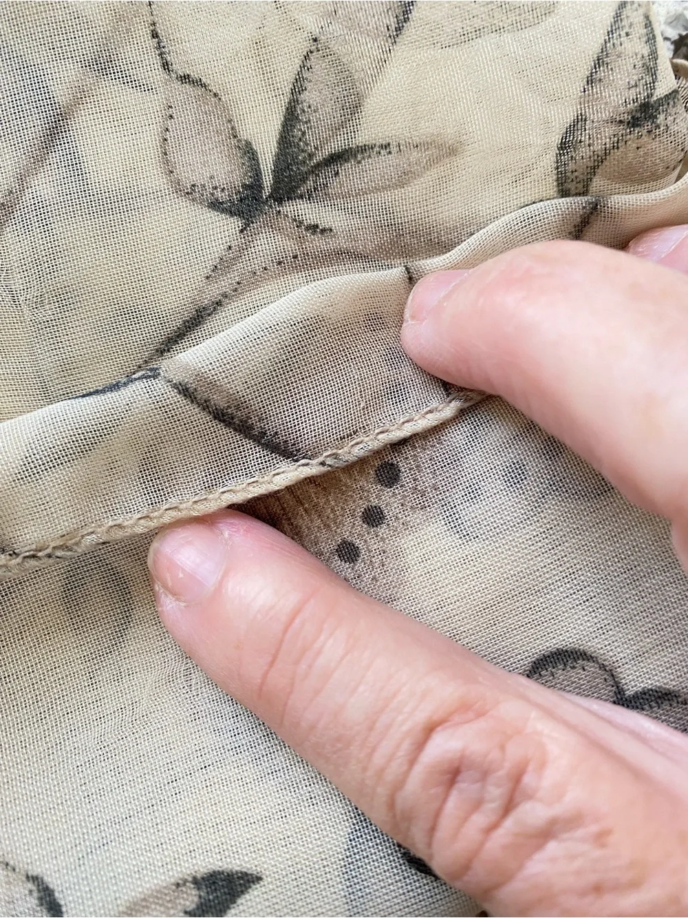 VINTAGE Sheer Silk Chiffon Scarf Taupe Brown 20” Square